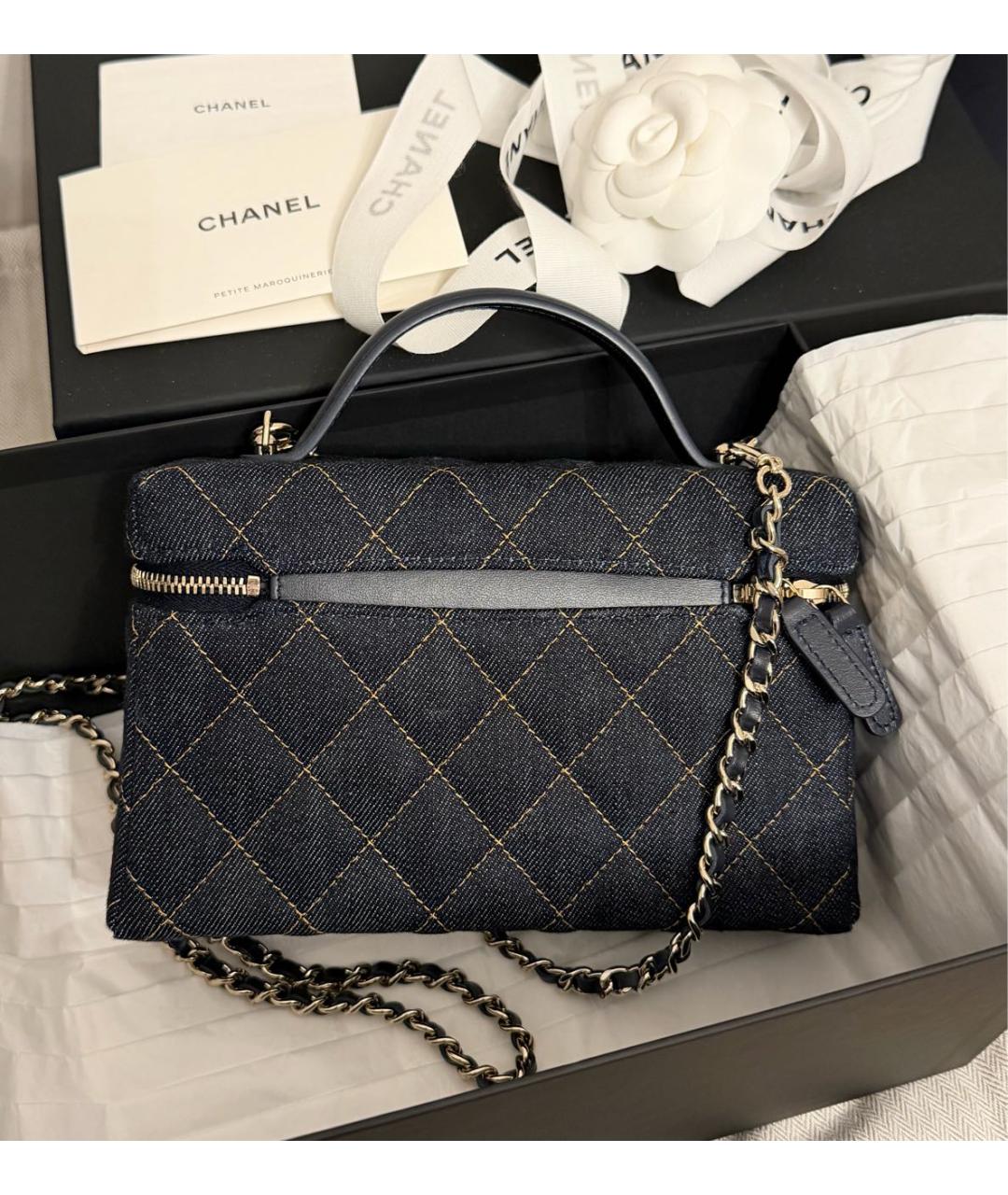 CHANEL Темно-синяя деним сумка через плечо, фото 3