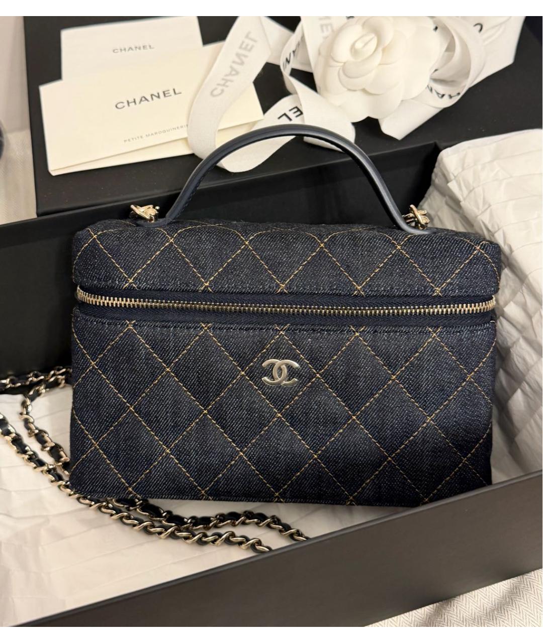 CHANEL Темно-синяя деним сумка через плечо, фото 2