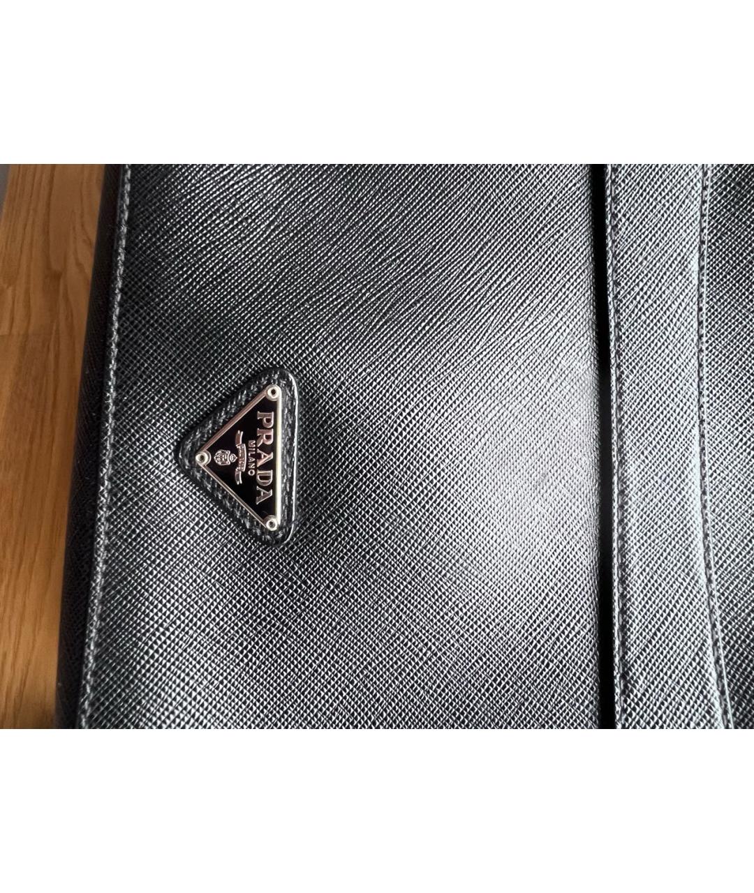 PRADA Черная кожаная барсетка, фото 7