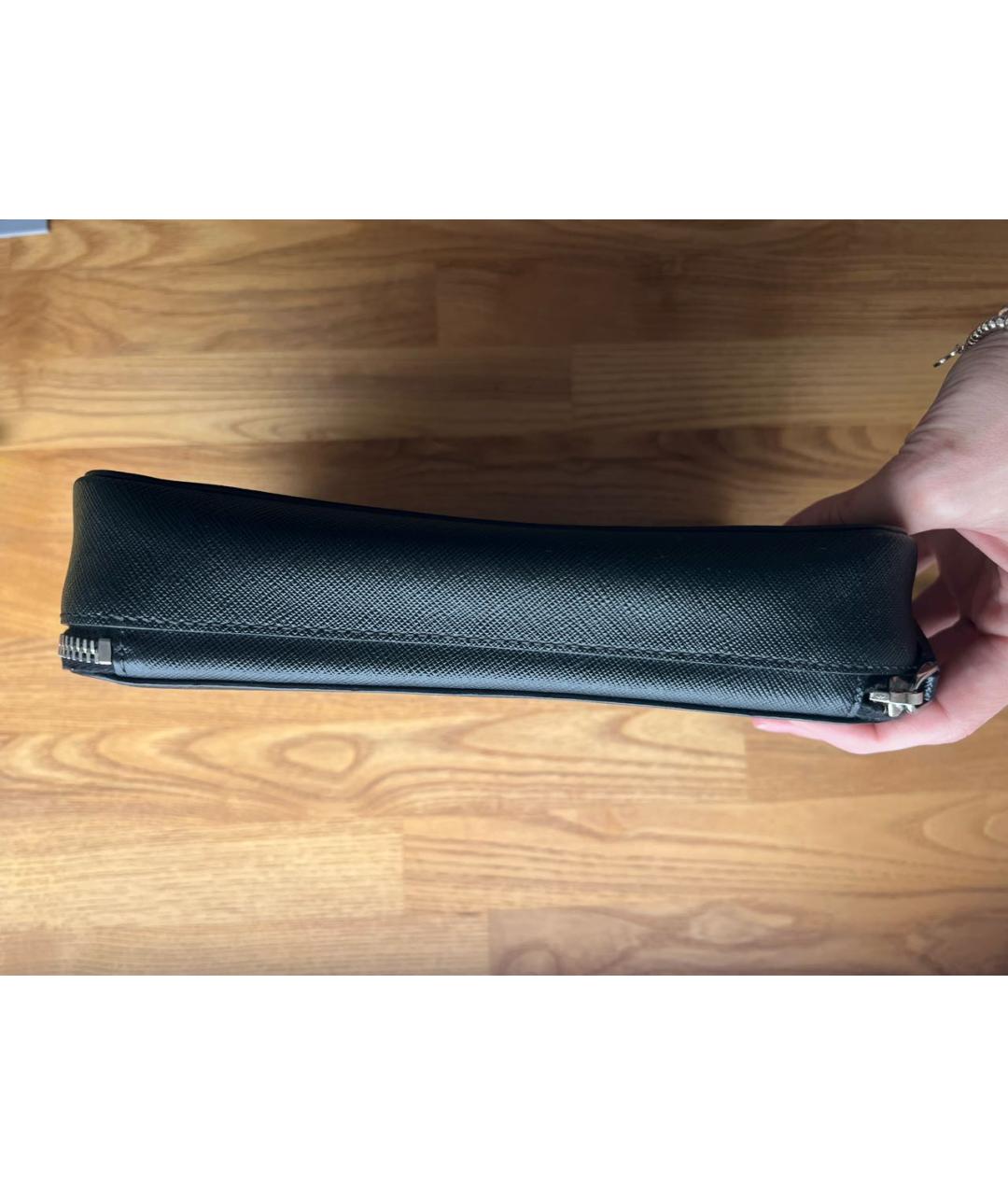 PRADA Черная кожаная барсетка, фото 8