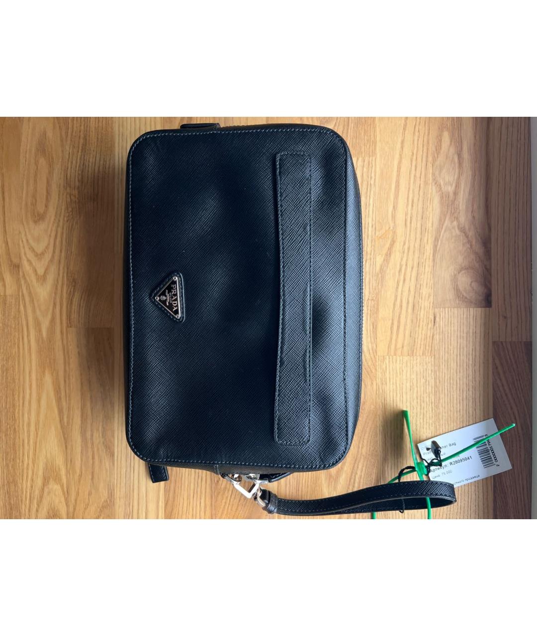 PRADA Черная кожаная барсетка, фото 9