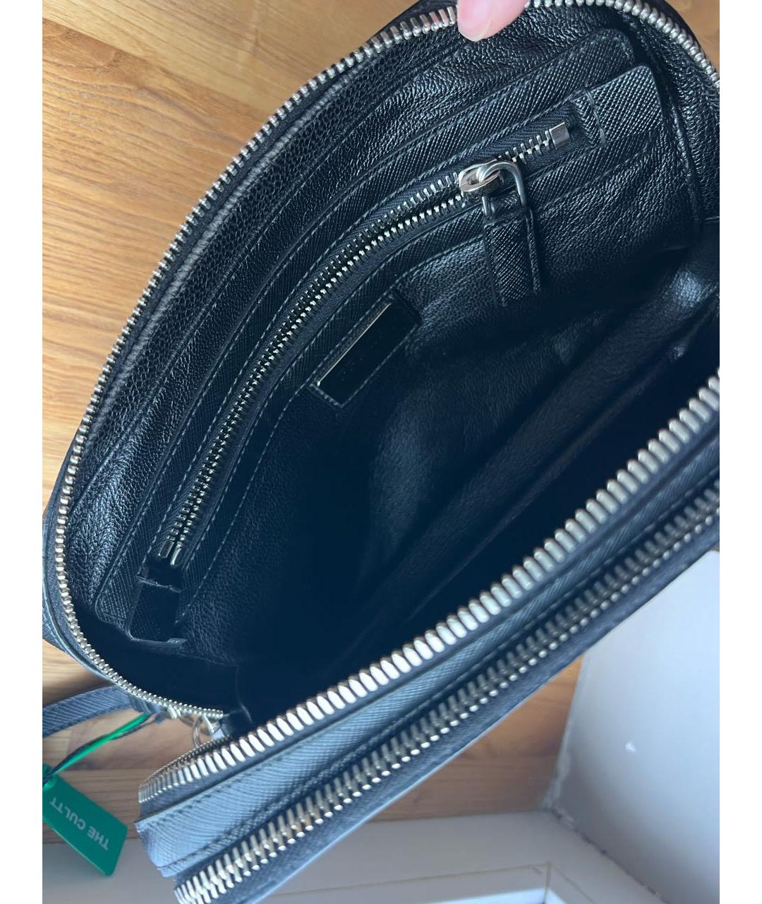 PRADA Черная кожаная барсетка, фото 5