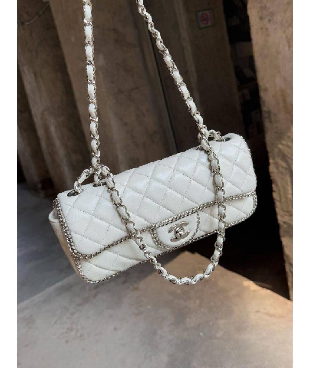 CHANEL Белая кожаная сумка через плечо, фото 3