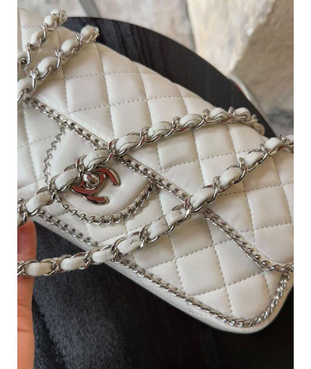 CHANEL Белая кожаная сумка через плечо, фото 7
