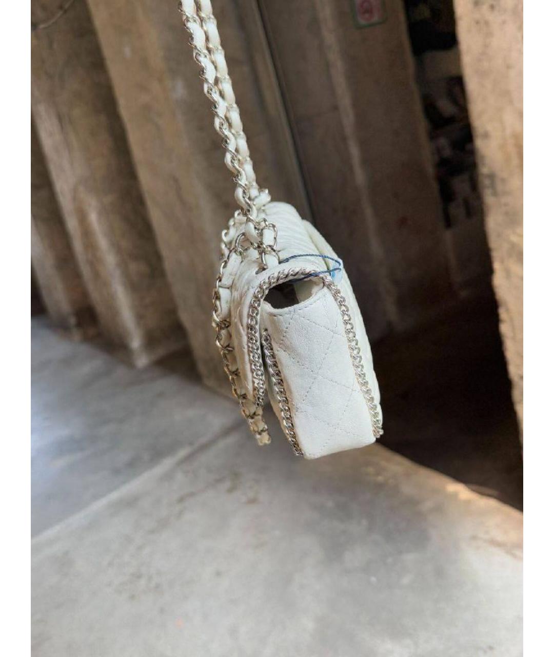 CHANEL Белая кожаная сумка через плечо, фото 9