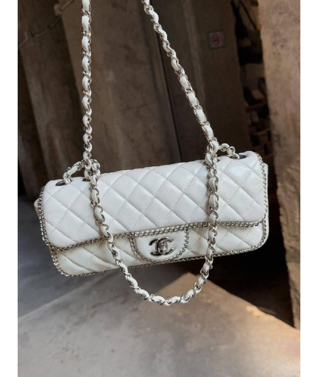 CHANEL Белая кожаная сумка через плечо, фото 10