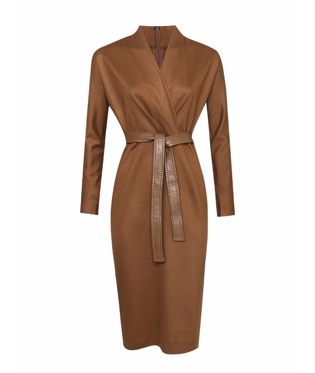 MAX MARA Коричневое шерстяное повседневное платье, фото 1