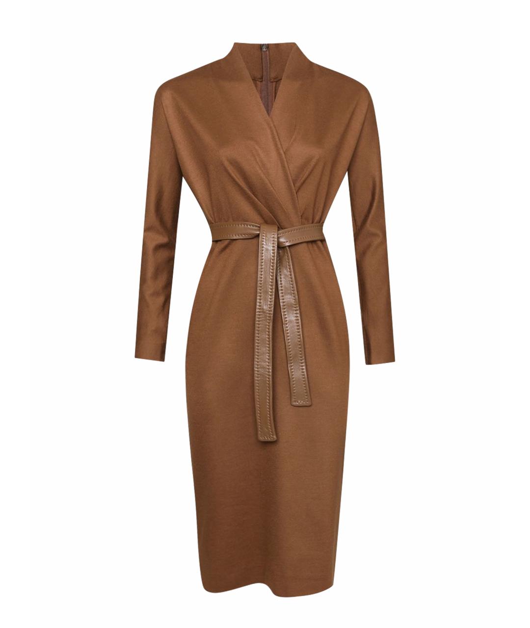 MAX MARA Коричневое шерстяное повседневное платье, фото 6