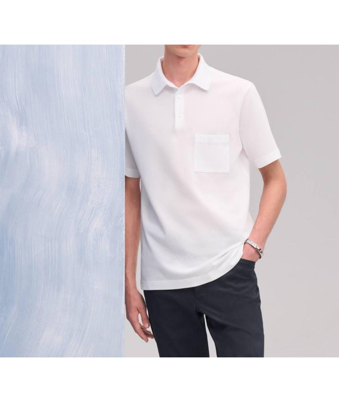 HERMES Белое хлопковое поло с коротким рукавом, фото 2