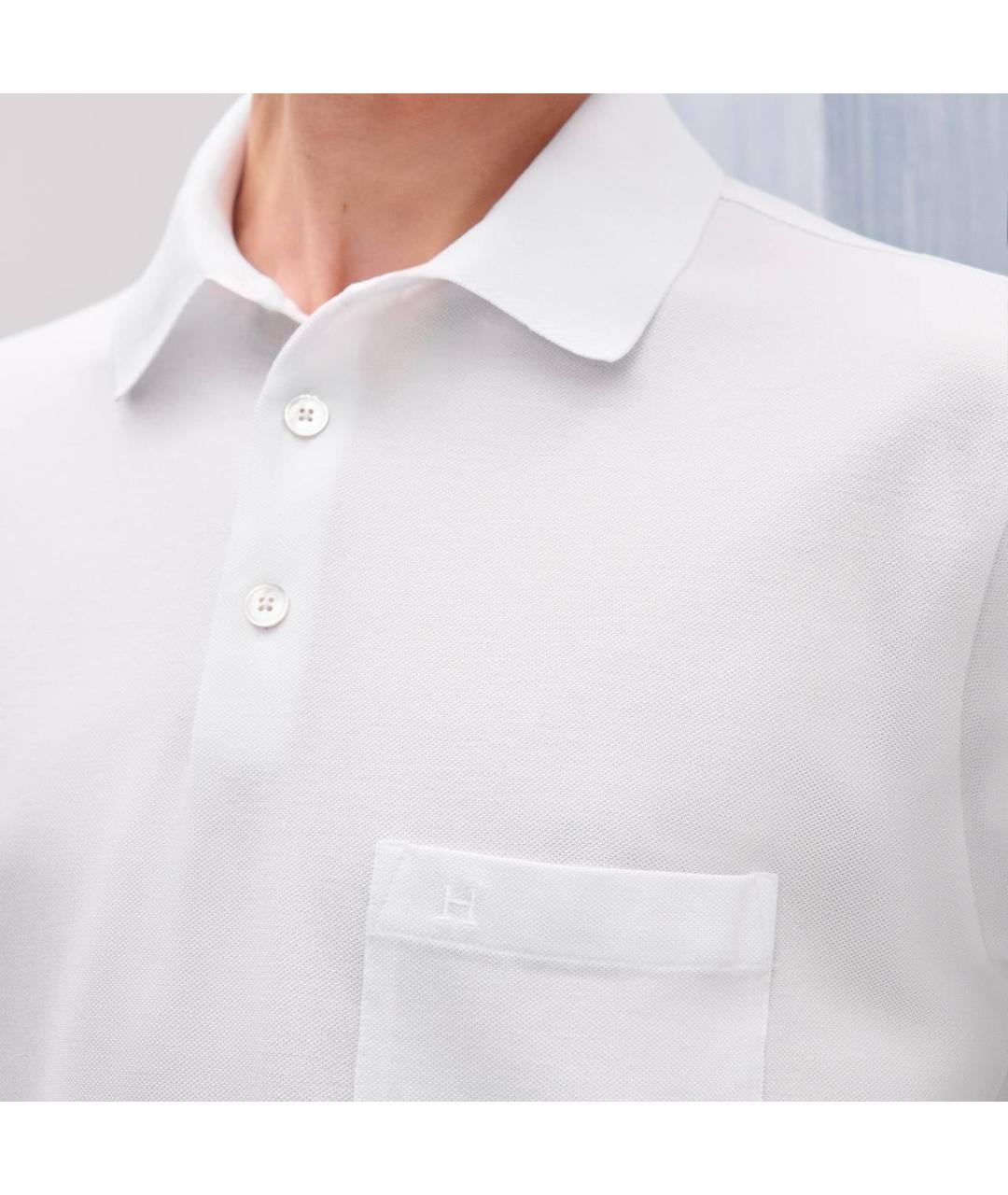 HERMES Белое хлопковое поло с коротким рукавом, фото 4