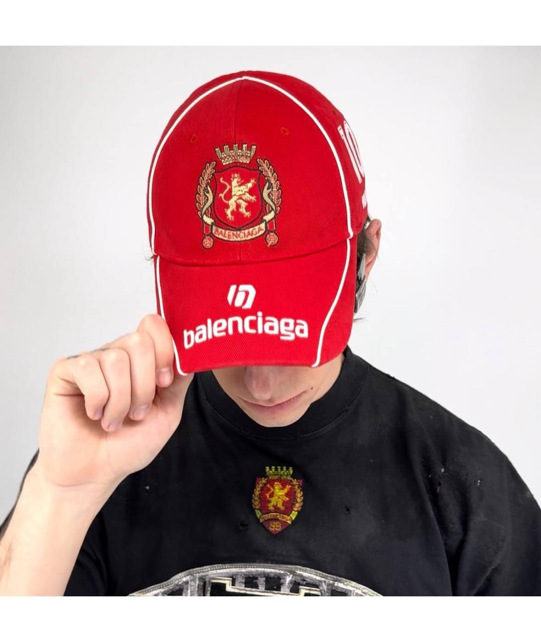 BALENCIAGA Красная хлопковая кепка, фото 2