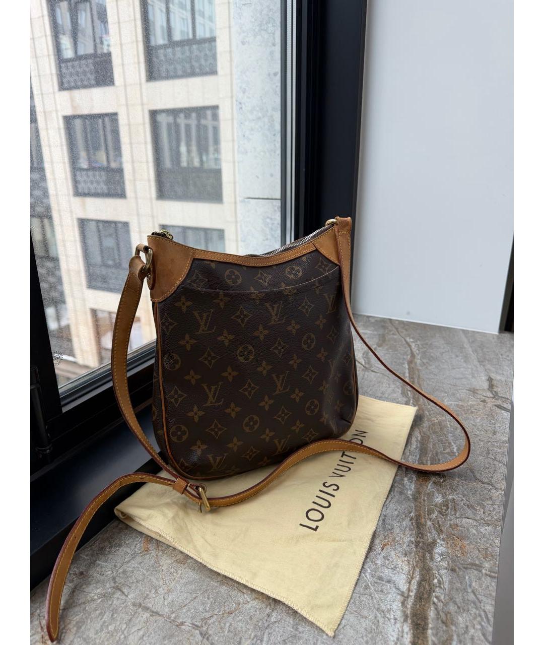 LOUIS VUITTON Коричневая кожаная сумка через плечо, фото 2