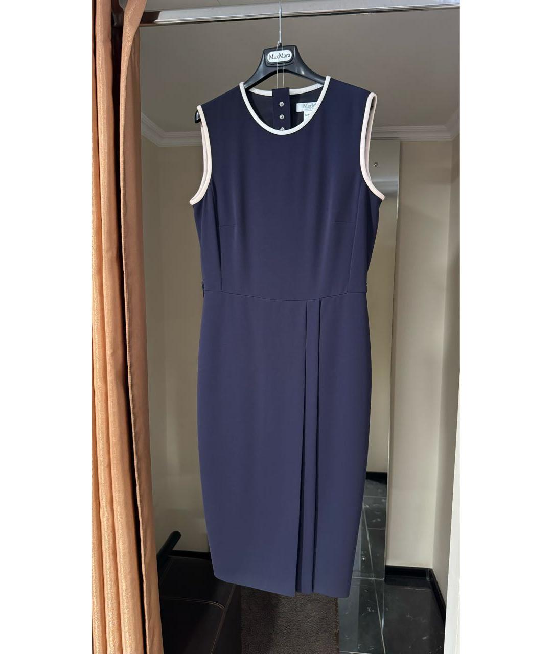 MAX MARA Темно-синее ацетатное повседневное платье, фото 2