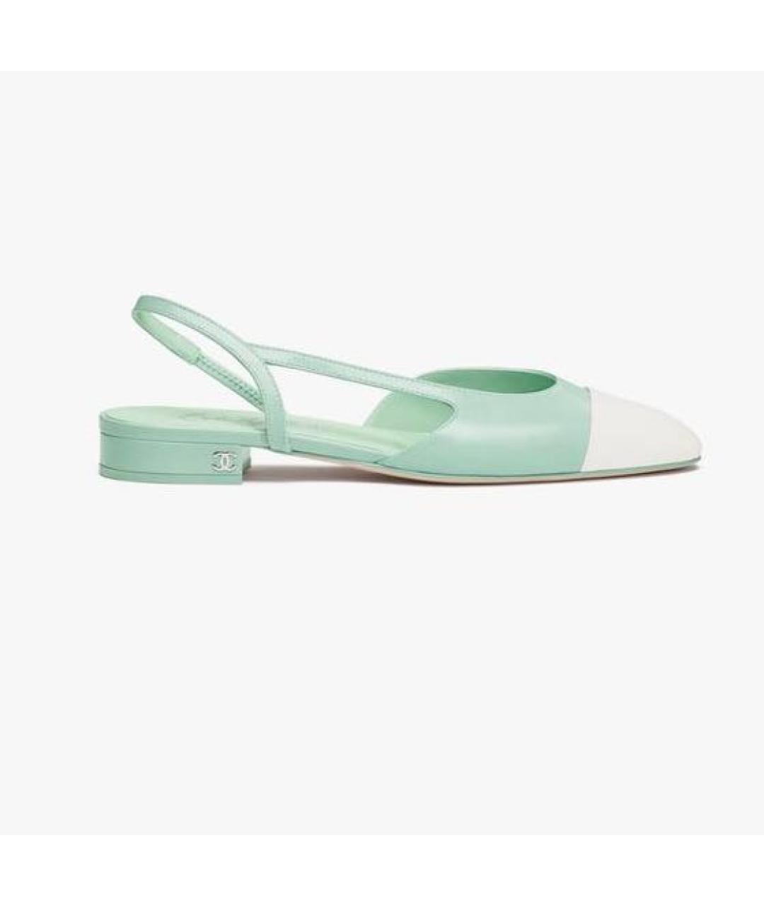 CHANEL Бирюзовые кожаные туфли, фото 3