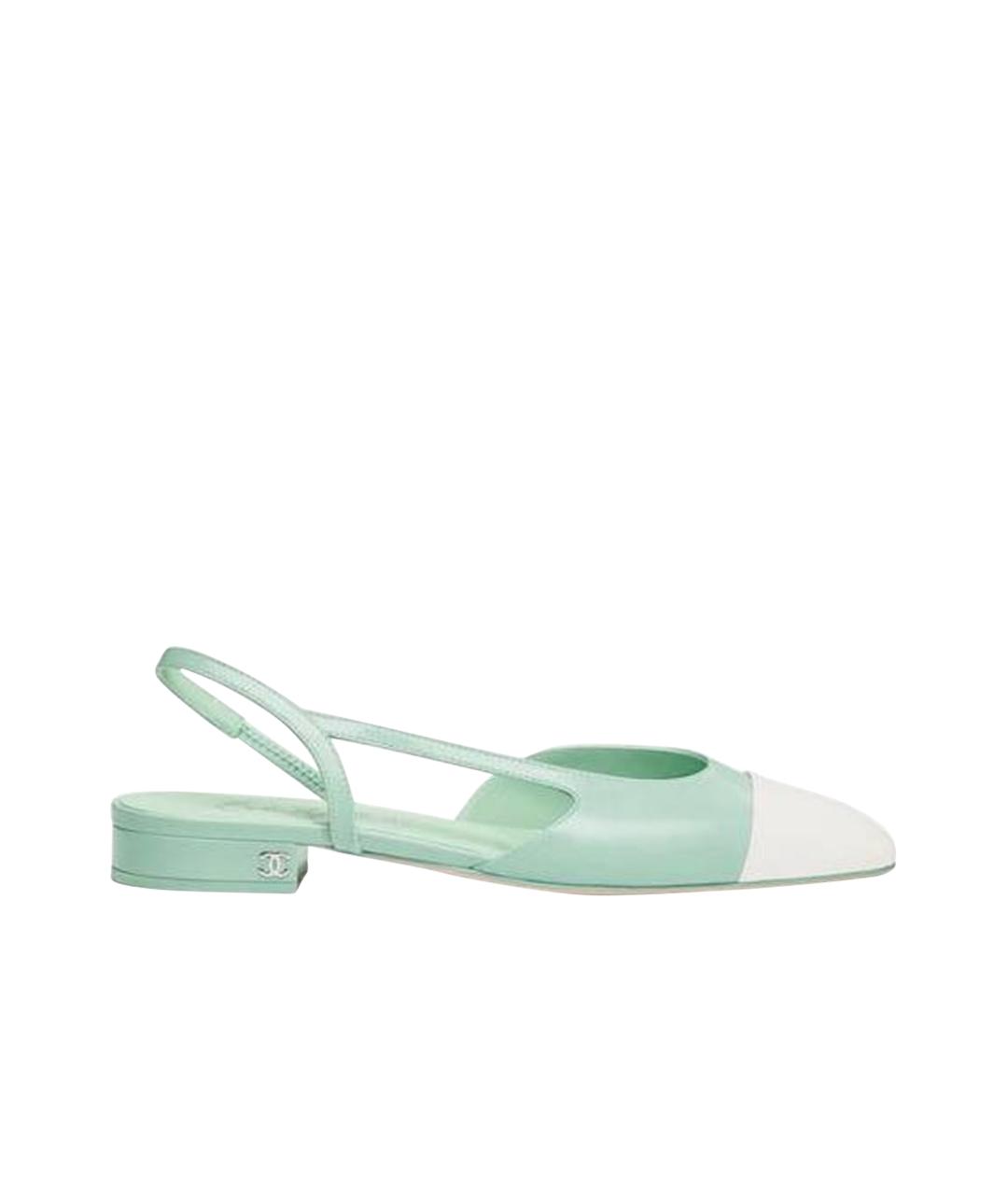 CHANEL Бирюзовые кожаные туфли, фото 1