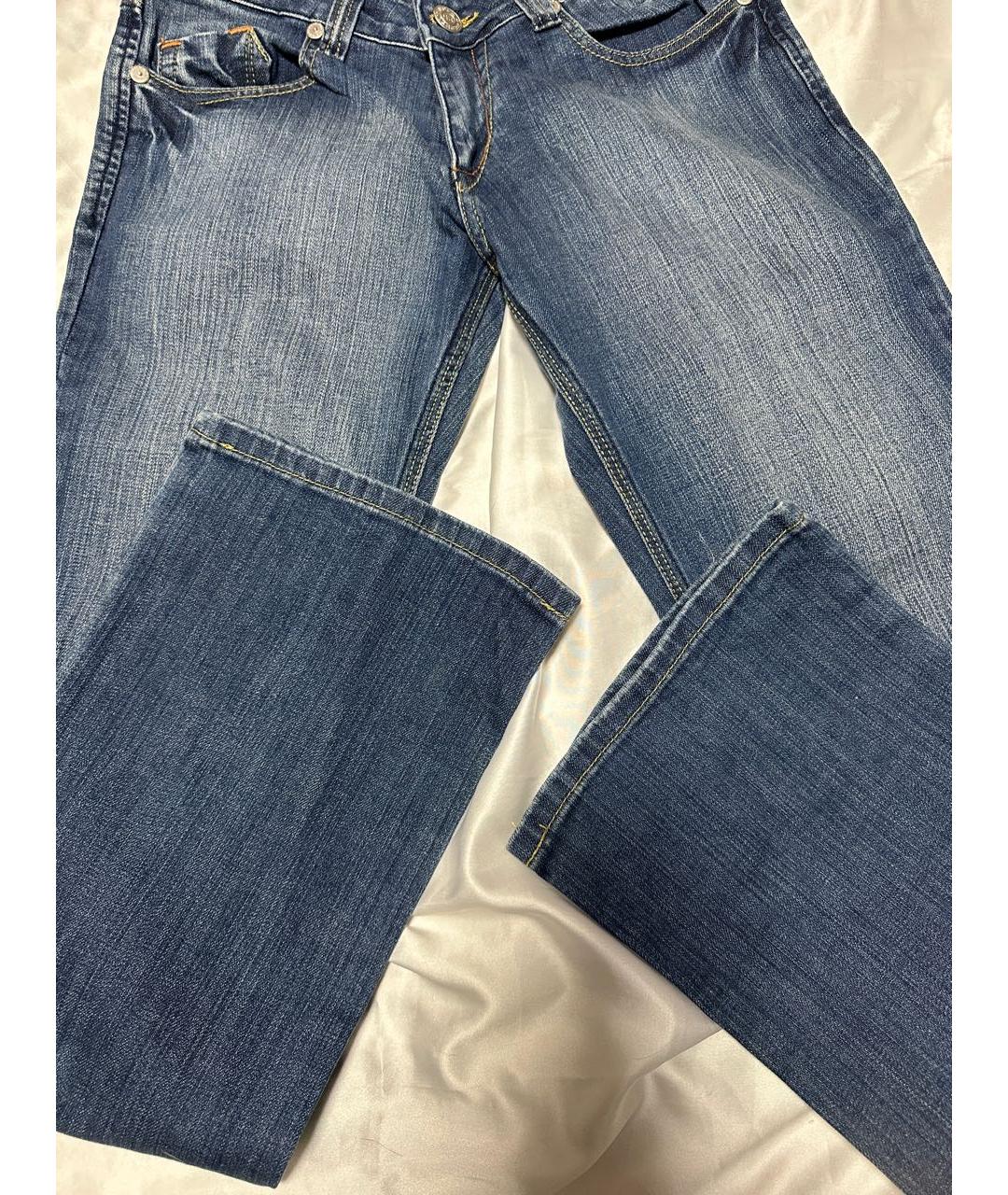 VICTORIA BECKHAM Голубые хлопко-эластановые джинсы клеш, фото 6