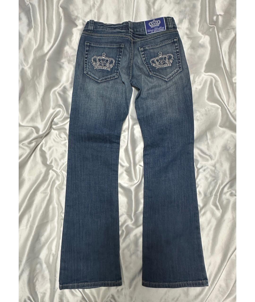 VICTORIA BECKHAM Голубые хлопко-эластановые джинсы клеш, фото 2