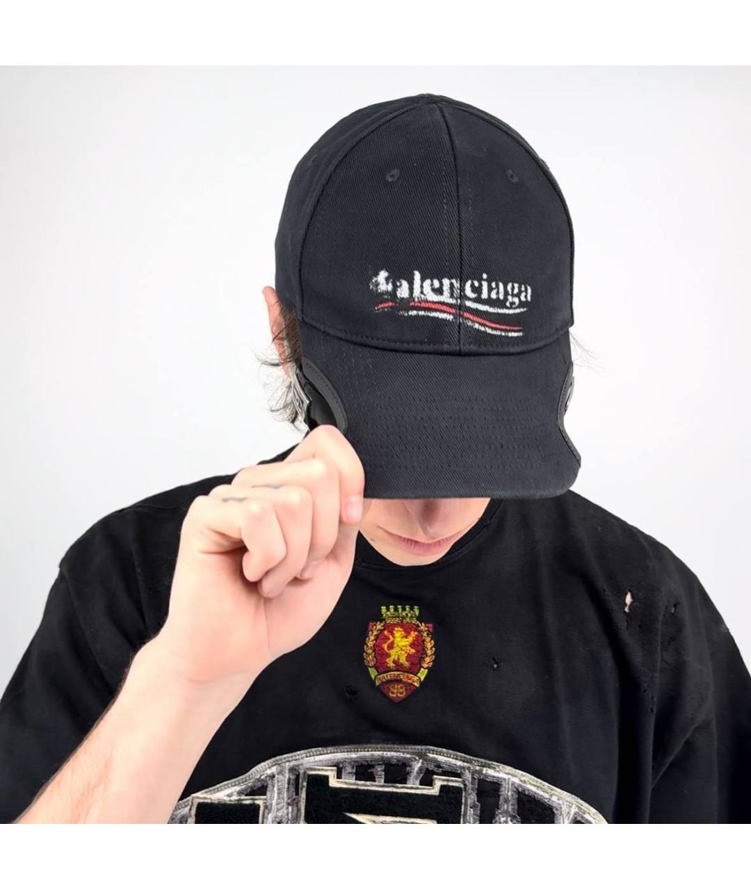 BALENCIAGA Черная хлопковая кепка, фото 2
