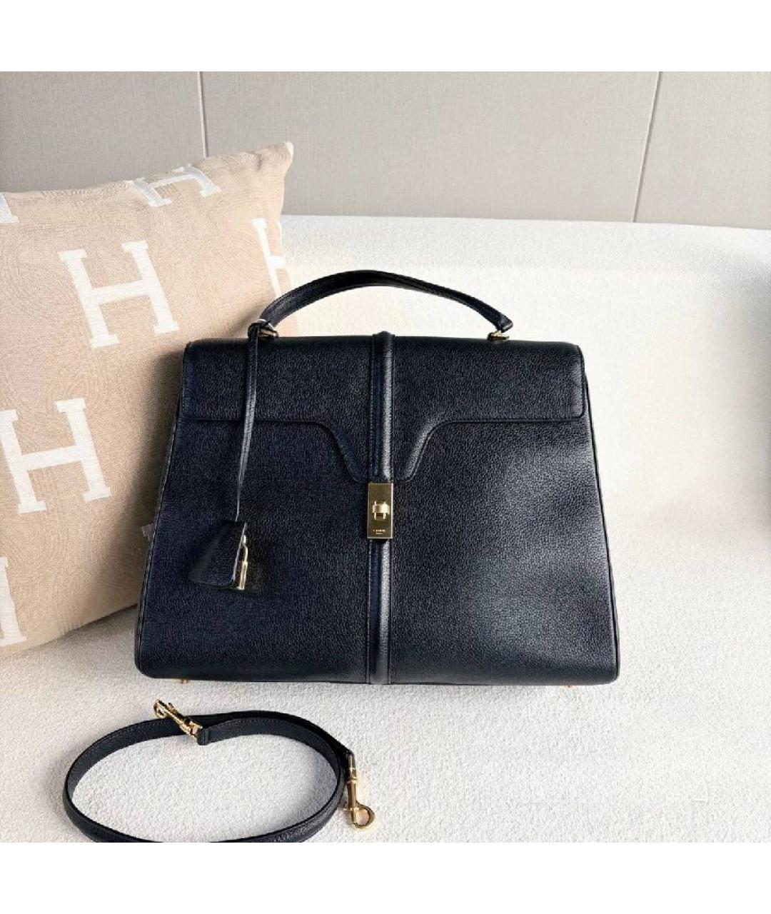 CELINE Черная кожаная сумка тоут, фото 8