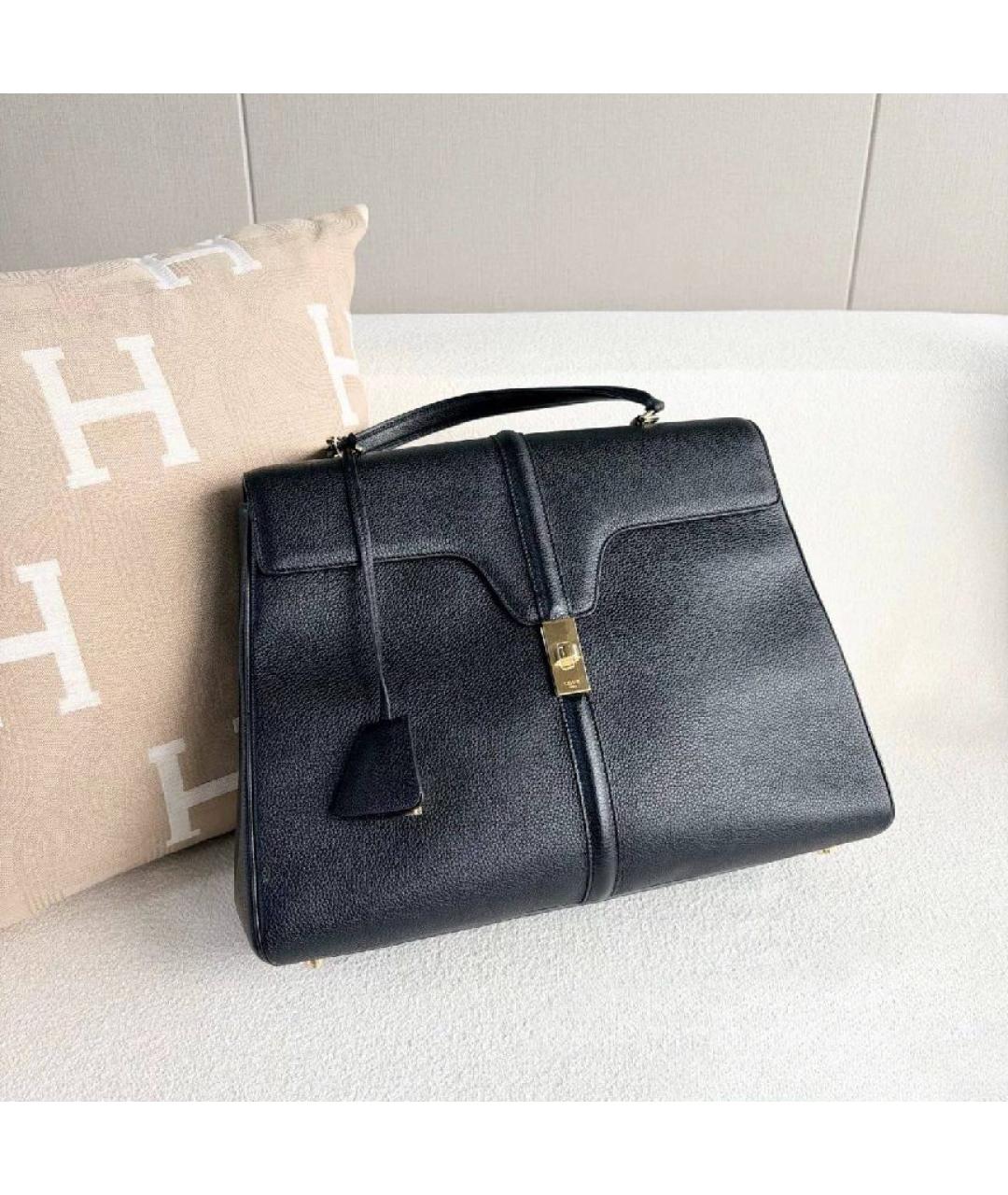 CELINE Черная кожаная сумка тоут, фото 3