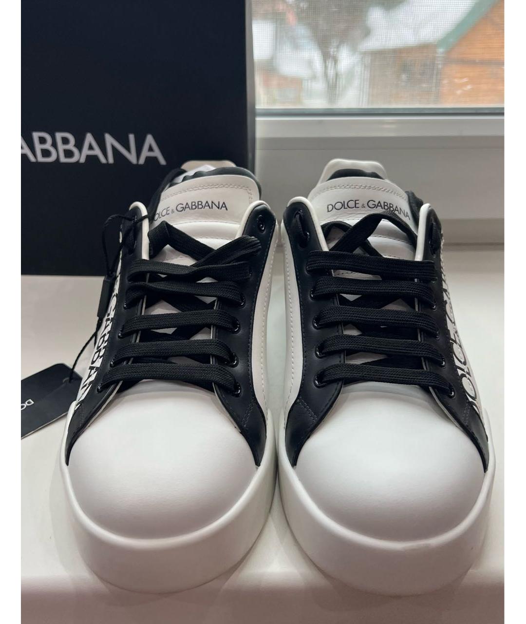 DOLCE&GABBANA Белые кожаные кеды, фото 2