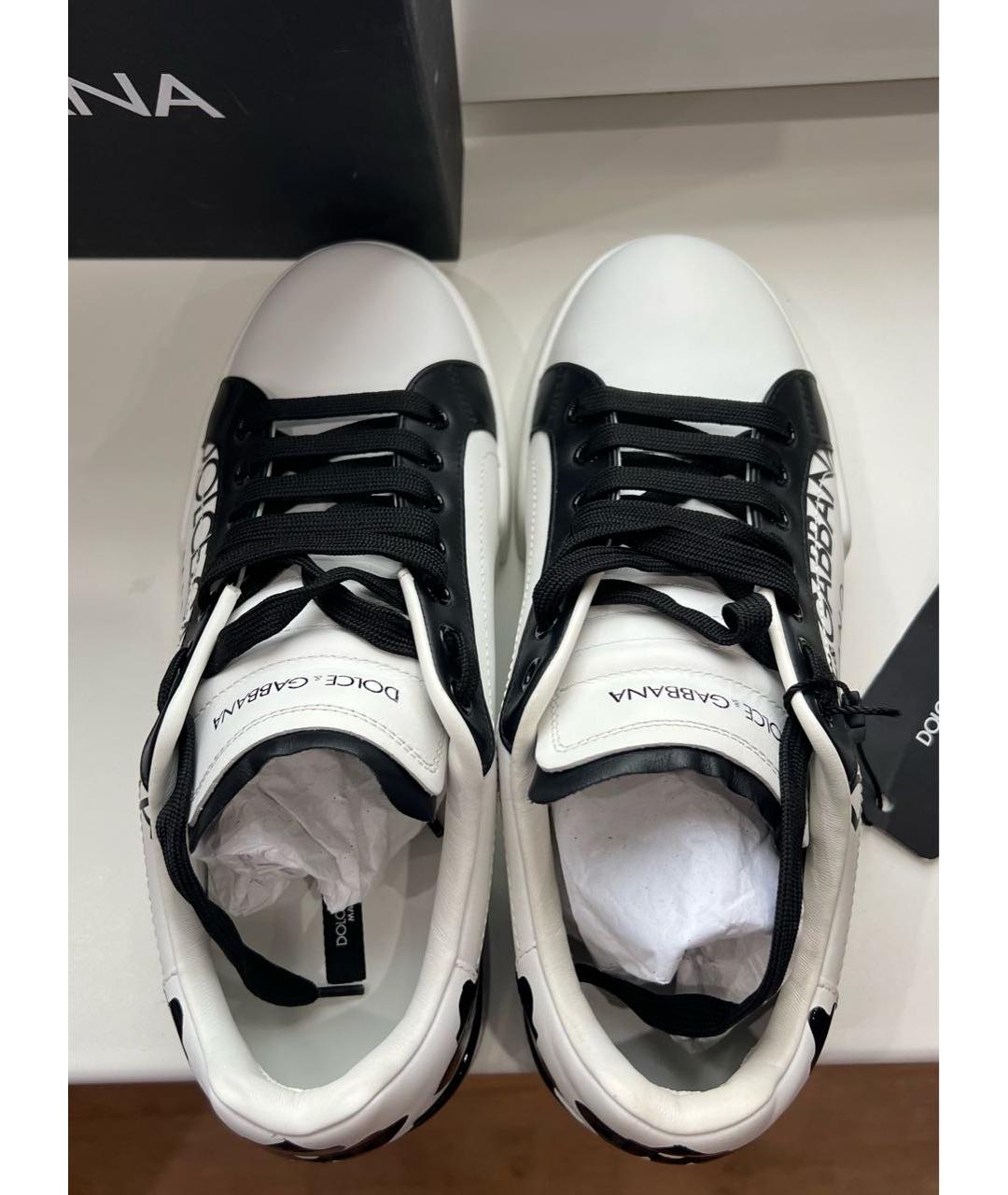 DOLCE&GABBANA Белые кожаные кеды, фото 3