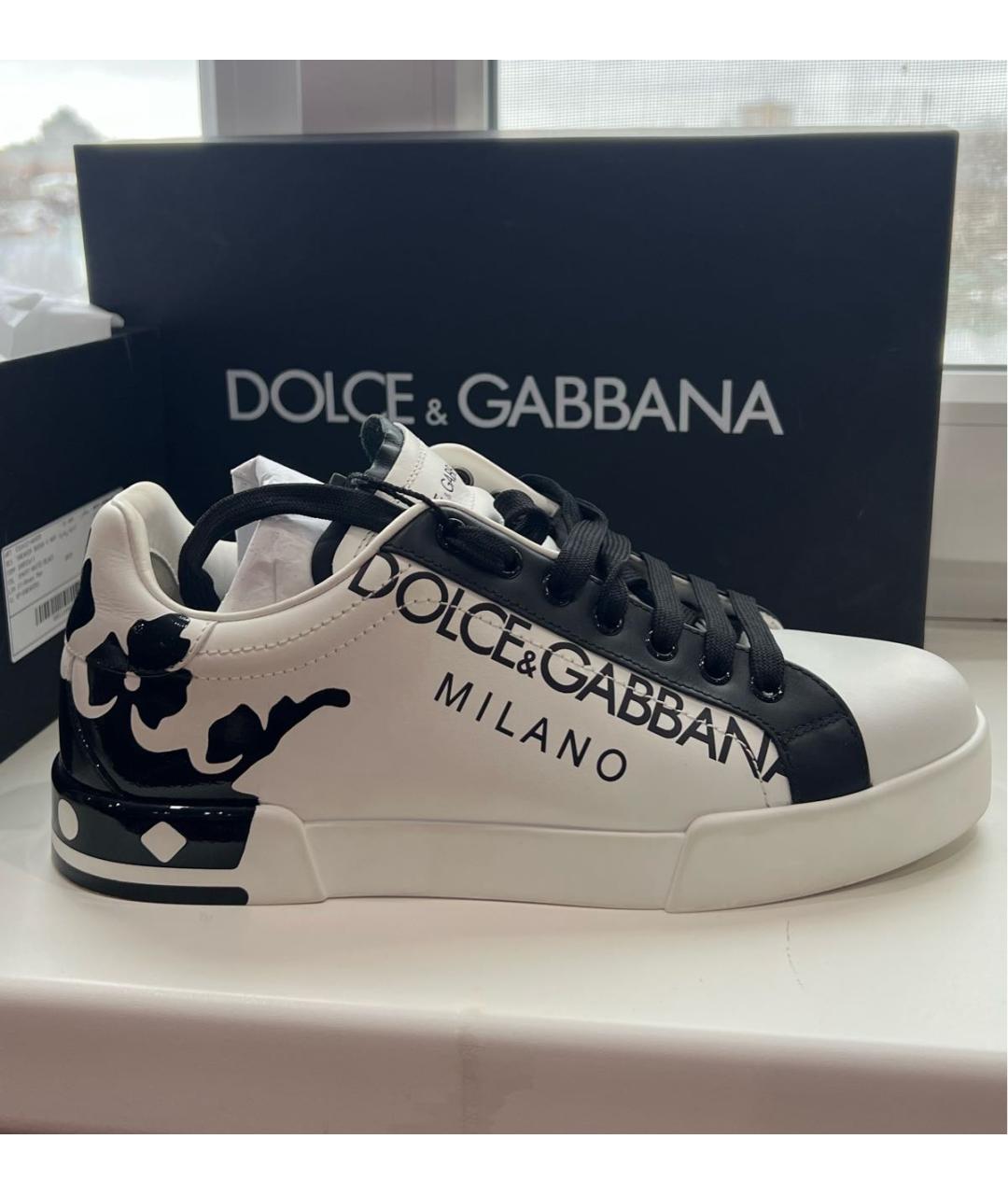 DOLCE&GABBANA Белые кожаные кеды, фото 5