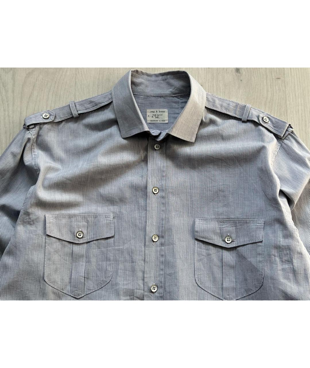 RAG & BONE Голубая хлопковая кэжуал рубашка, фото 3
