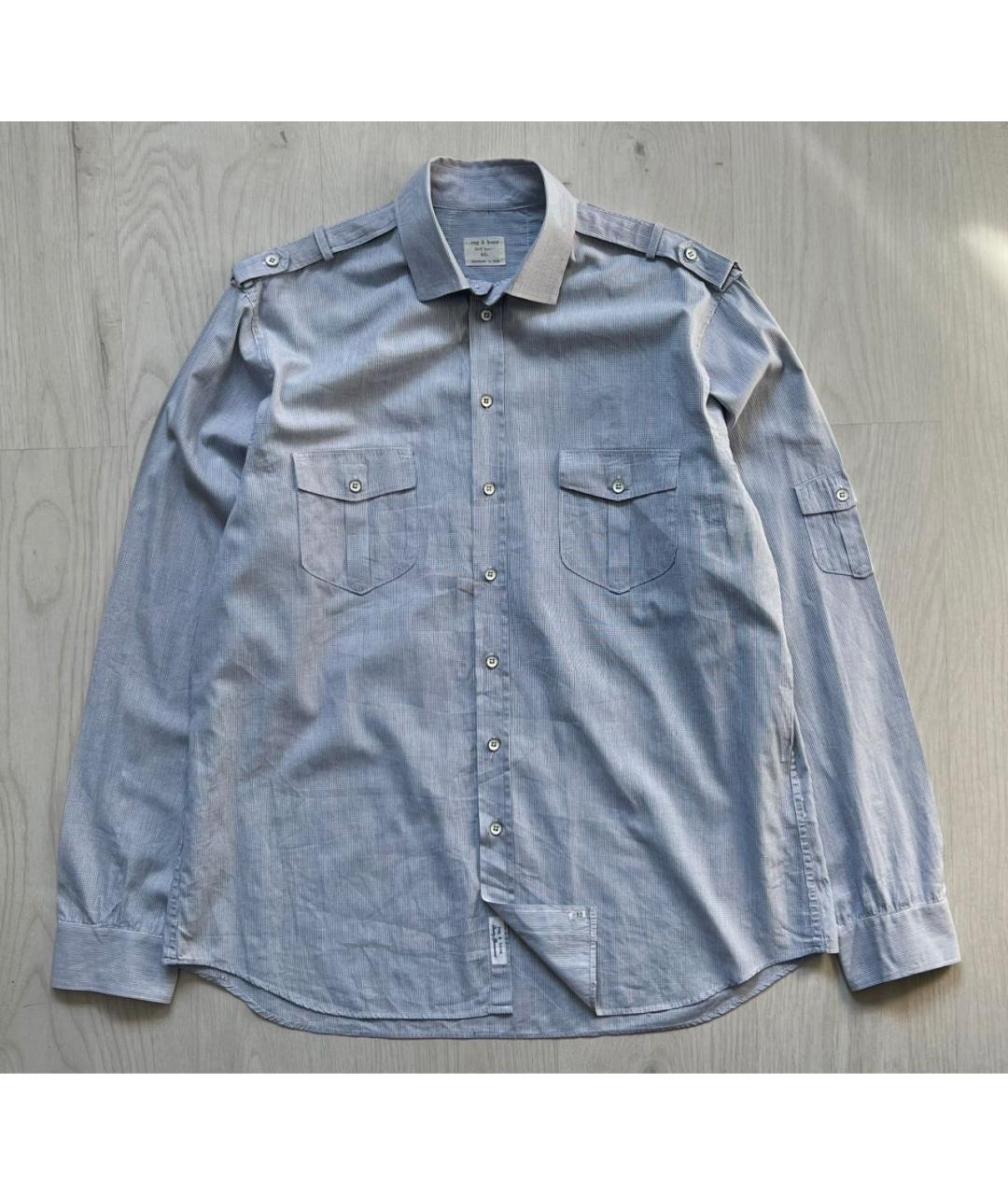 RAG & BONE Голубая хлопковая кэжуал рубашка, фото 8