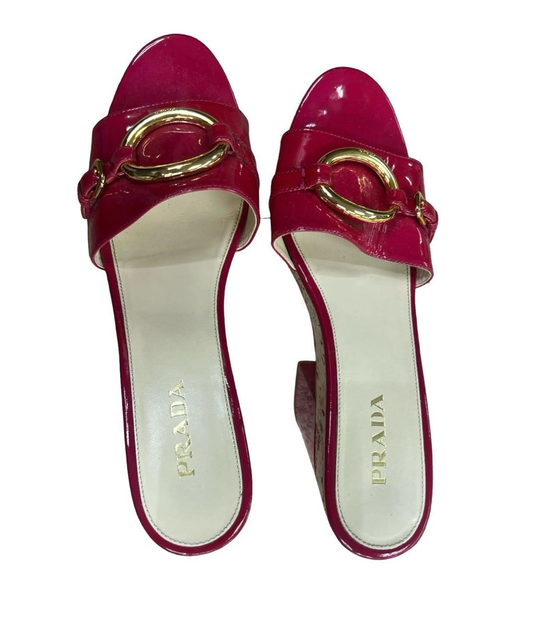 PRADA Красные кожаные босоножки, фото 3