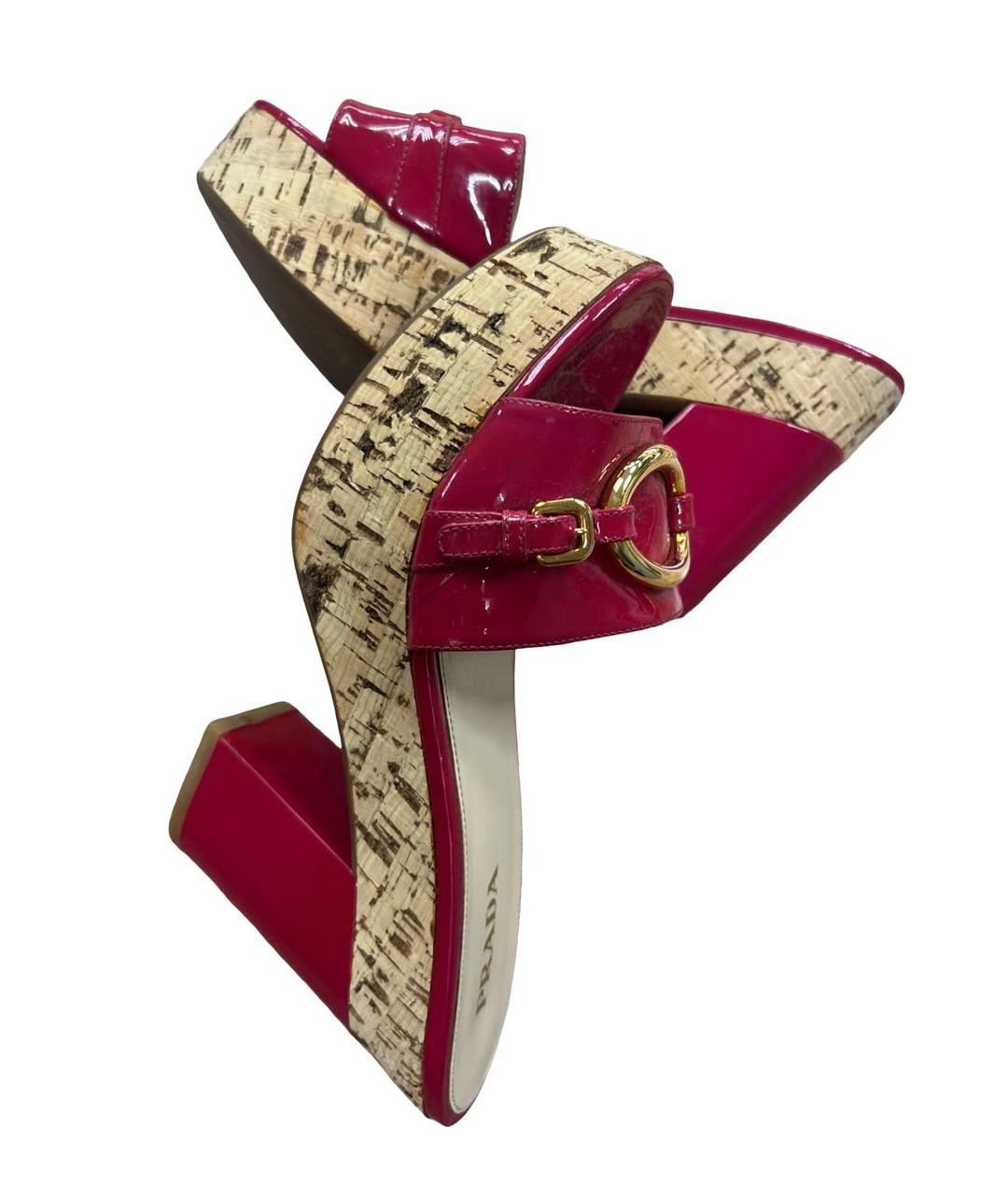 PRADA Красные кожаные босоножки, фото 8