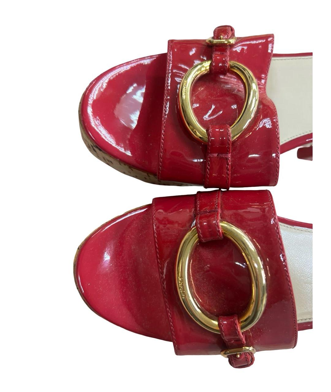 PRADA Красные кожаные босоножки, фото 7