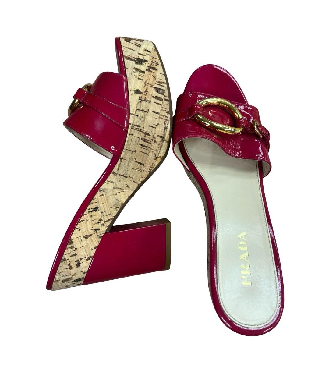 PRADA Красные кожаные босоножки, фото 6