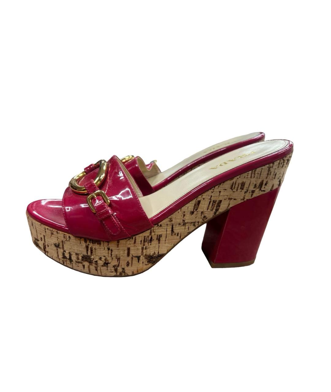 PRADA Красные кожаные босоножки, фото 9