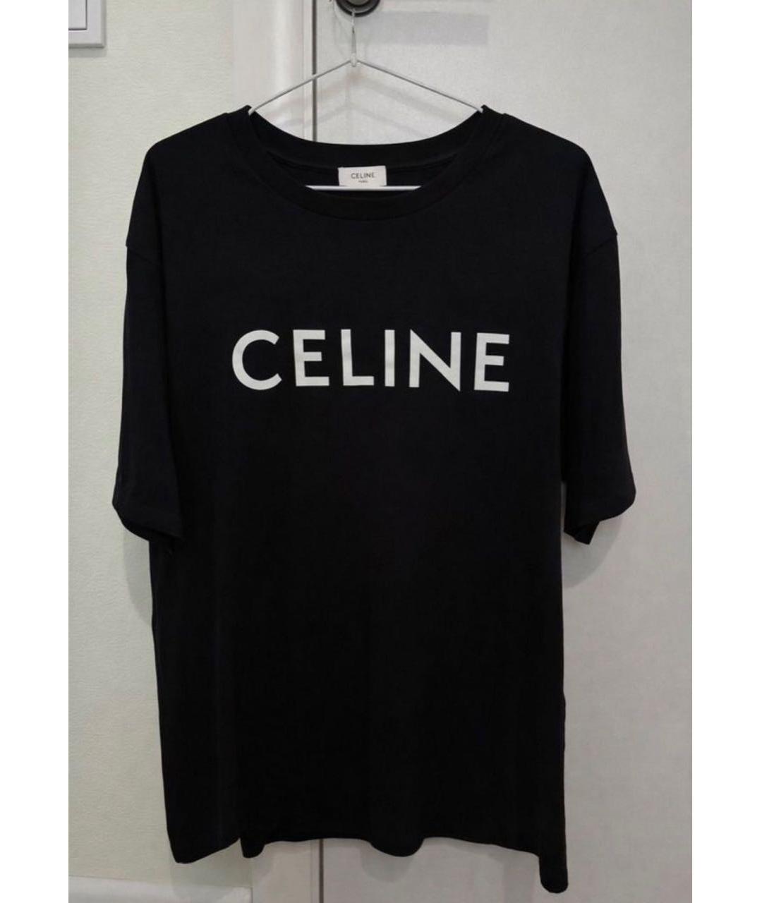 CELINE Черная хлопковая футболка, фото 5