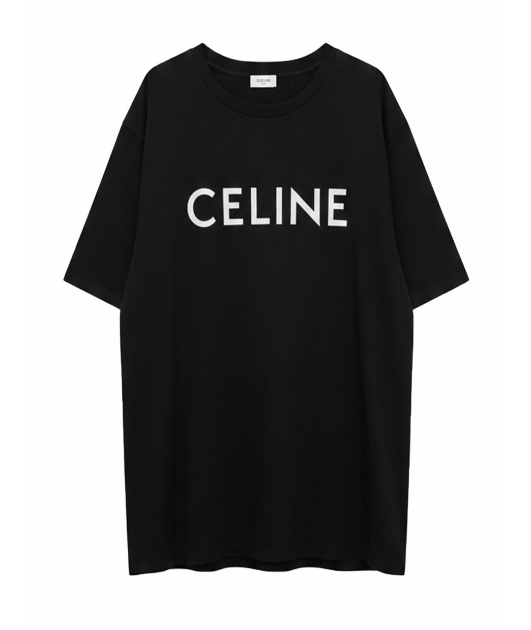 CELINE Черная хлопковая футболка, фото 1