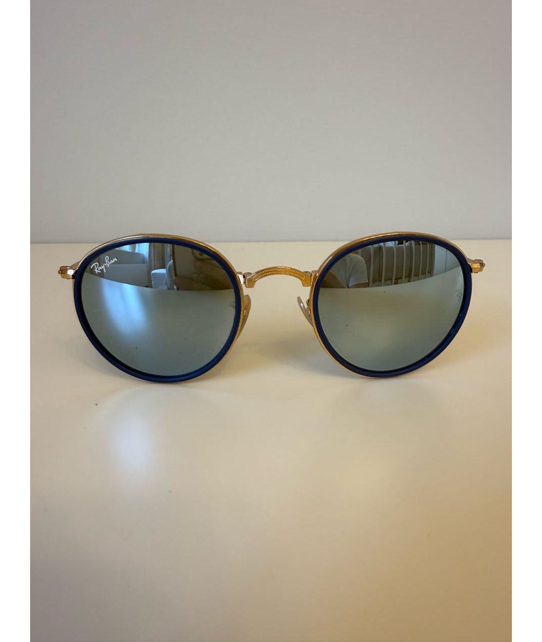 RAY BAN Голубые металлические солнцезащитные очки, фото 9