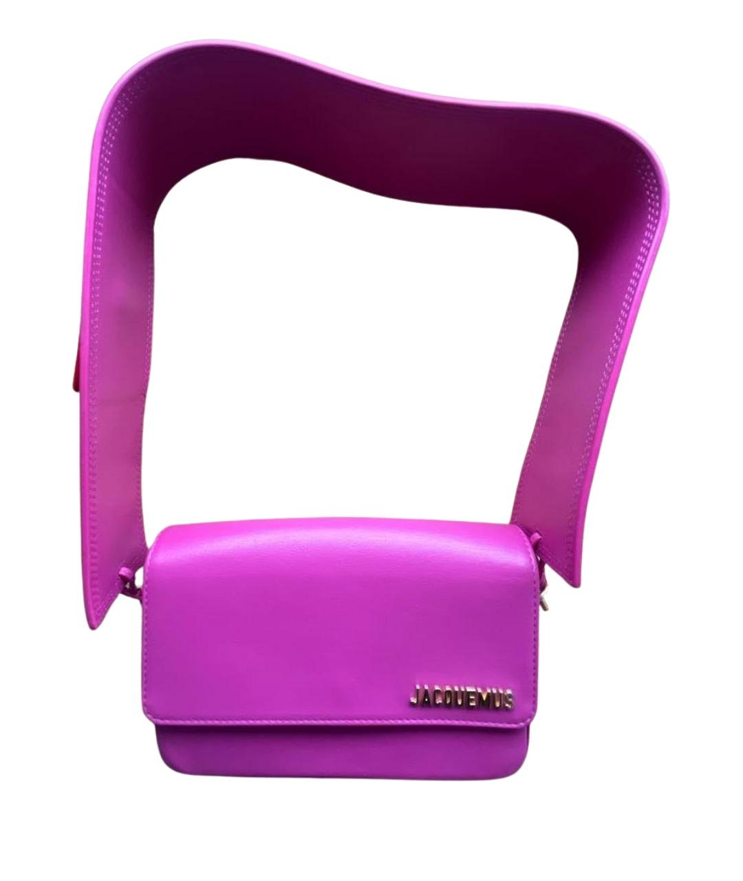 JACQUEMUS Розовая кожаная сумка с короткими ручками, фото 1