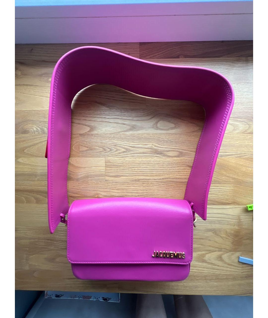 JACQUEMUS Розовая кожаная сумка с короткими ручками, фото 8