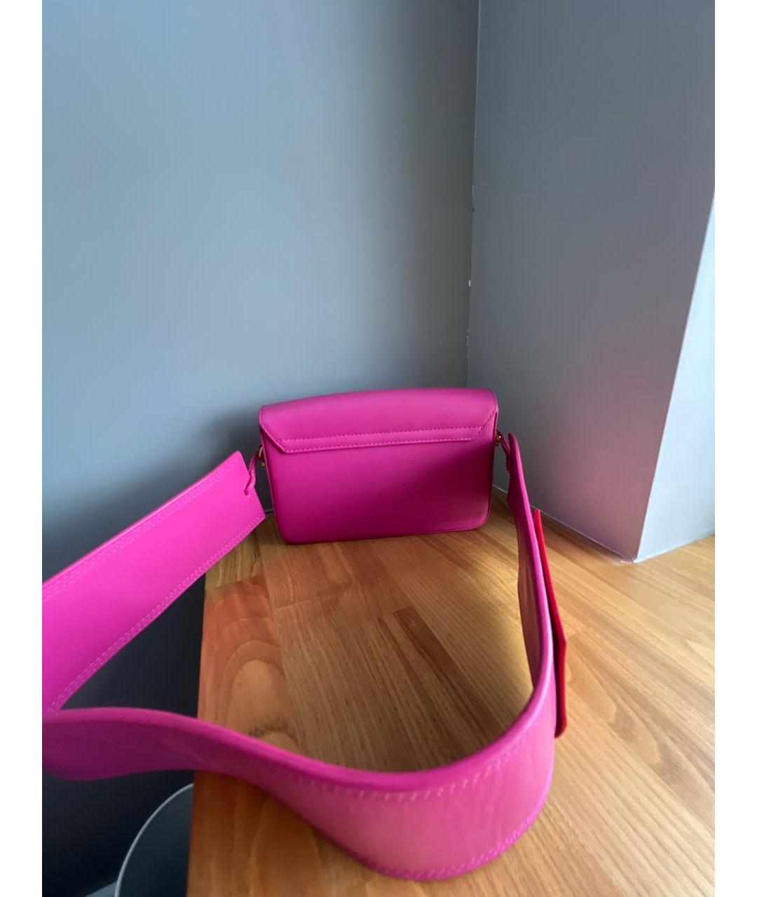 JACQUEMUS Розовая кожаная сумка с короткими ручками, фото 3