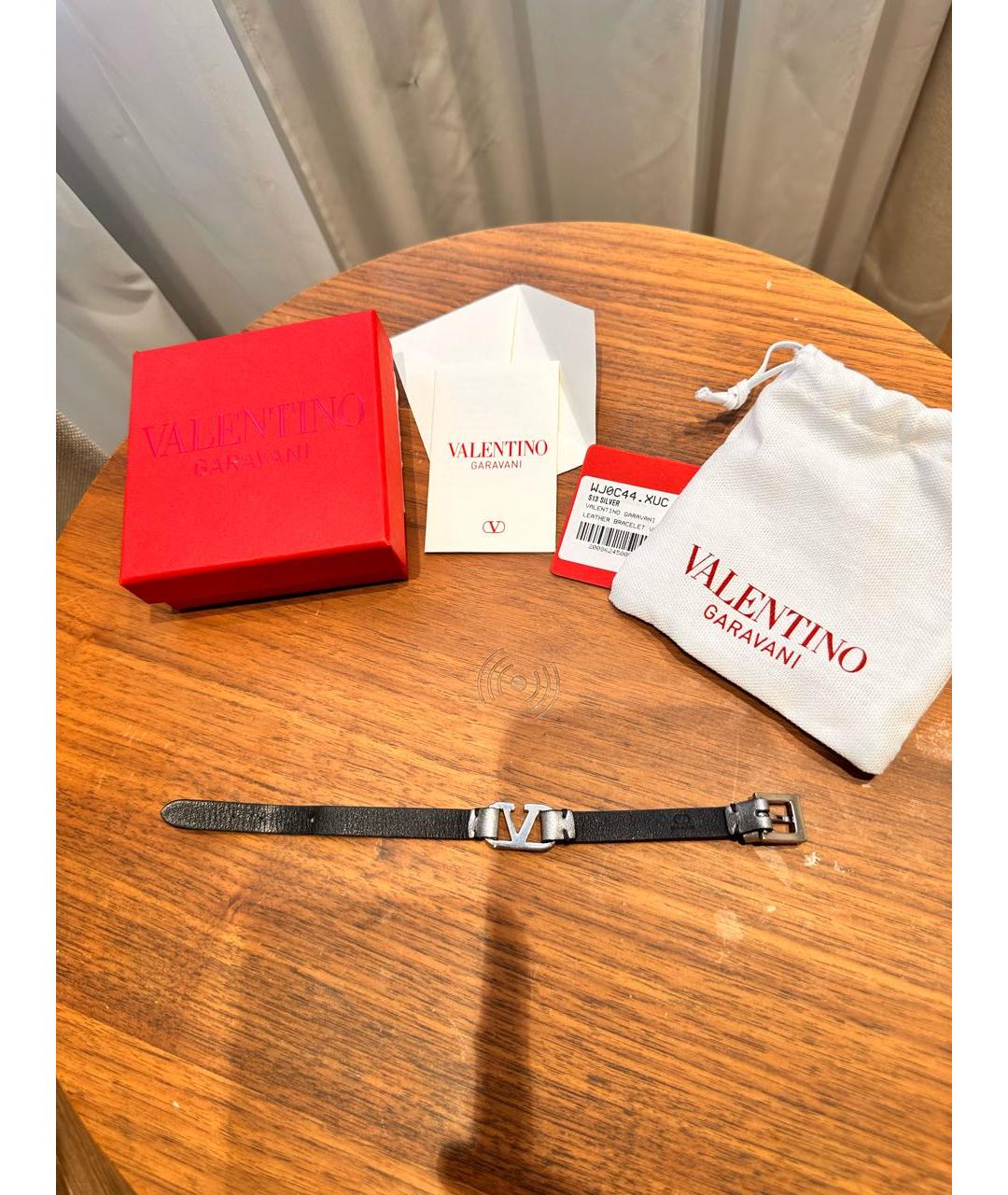 VALENTINO Серебрянный кожаный браслет, фото 2