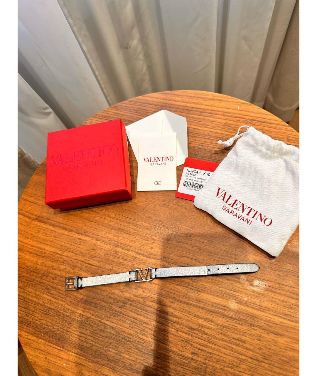 VALENTINO Серебрянный кожаный браслет, фото 4
