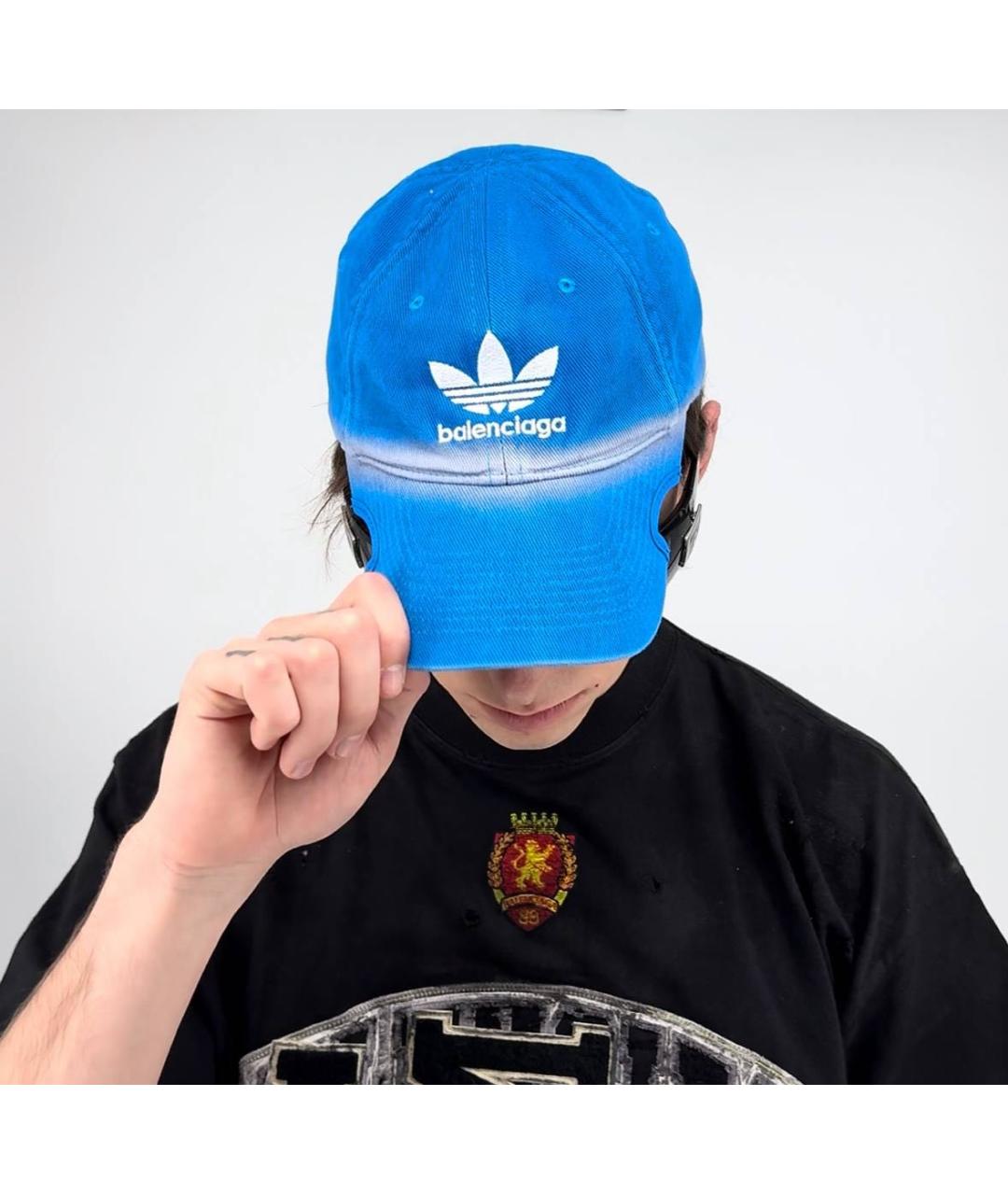 BALENCIAGA Синяя хлопковая кепка, фото 2