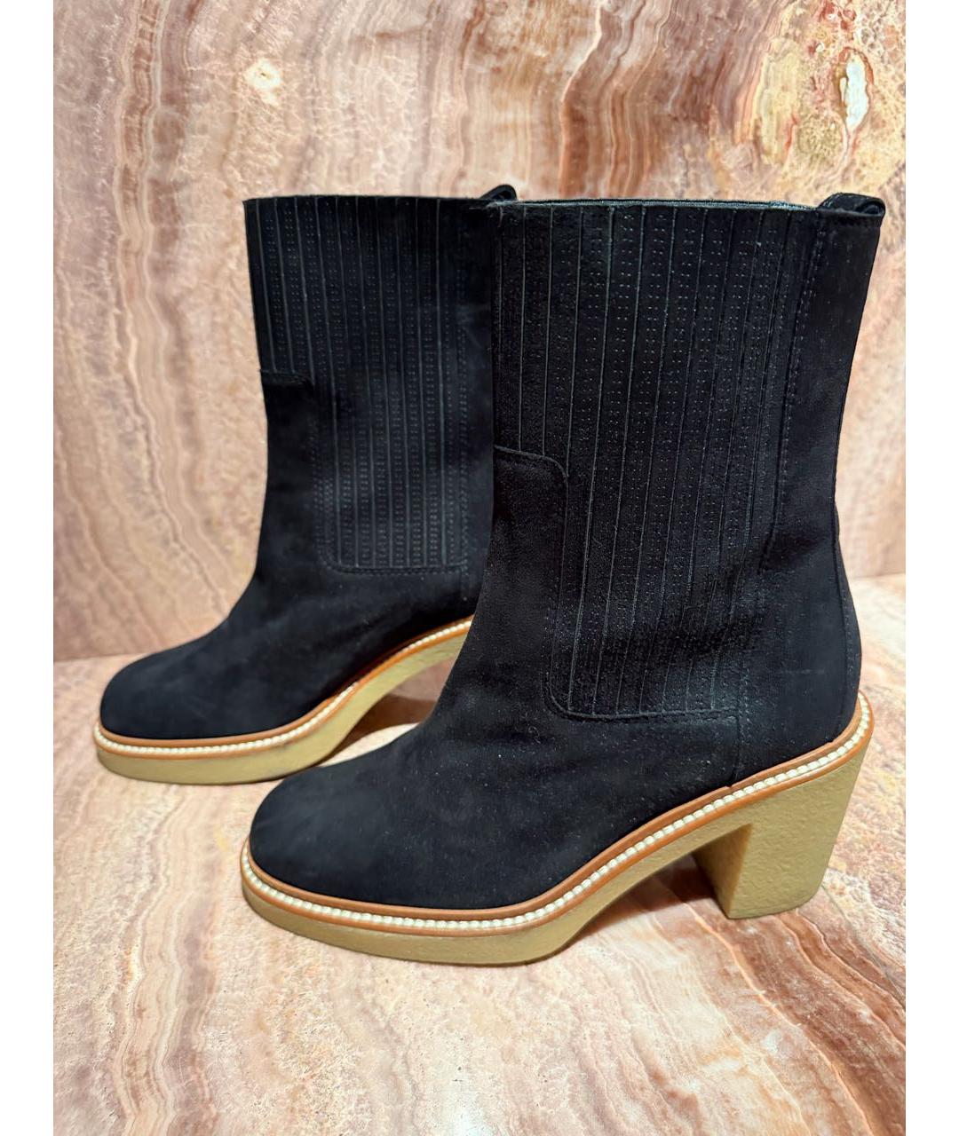 HERMES Черные замшевые полусапоги, фото 2