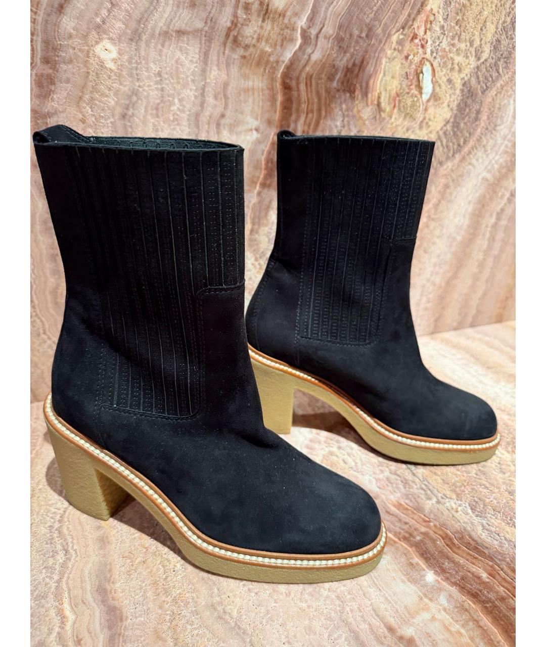 HERMES Черные замшевые полусапоги, фото 5