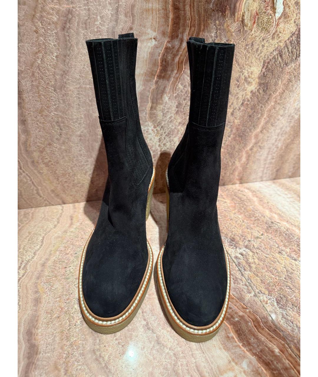 HERMES Черные замшевые полусапоги, фото 3