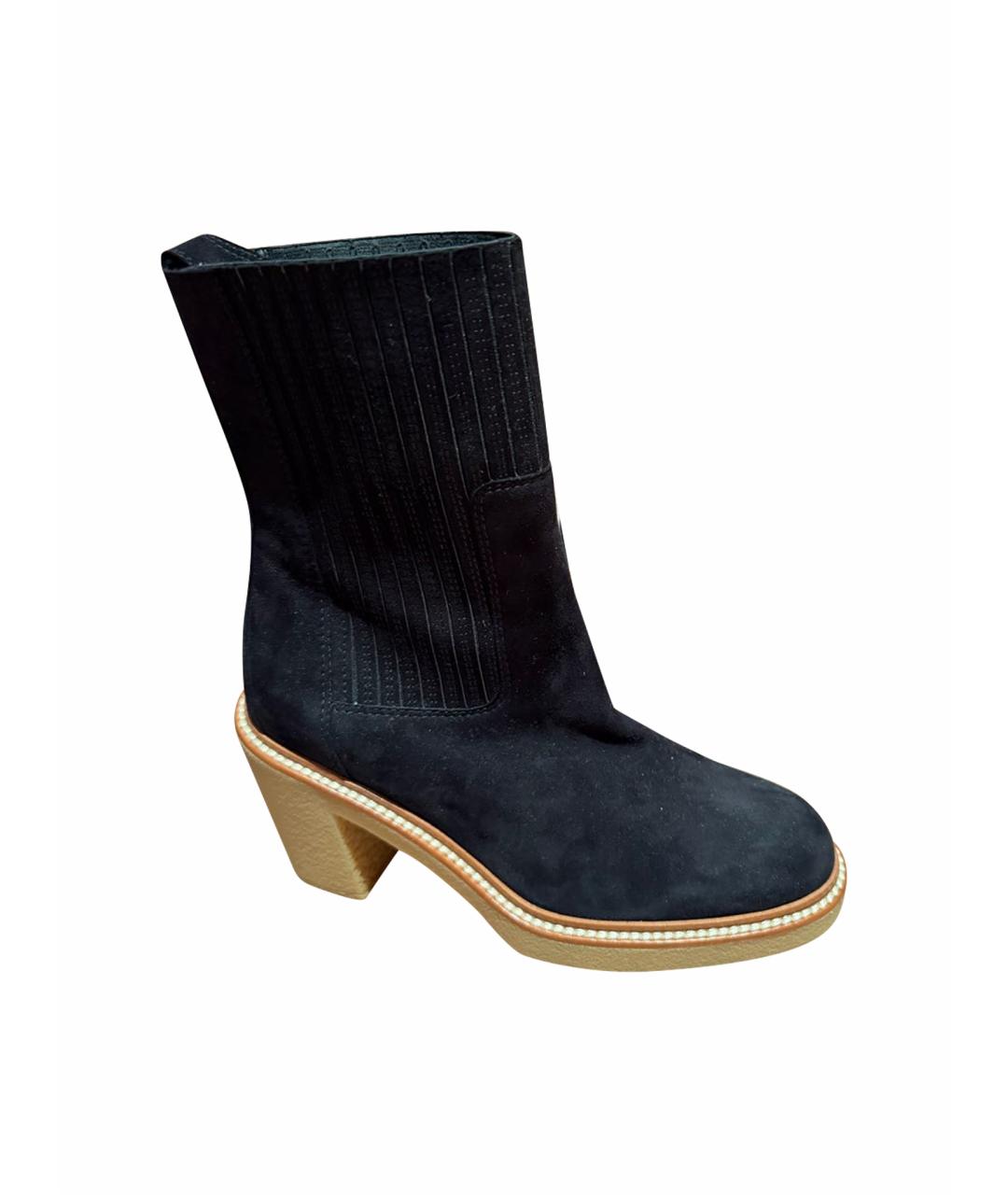 HERMES Черные замшевые полусапоги, фото 1