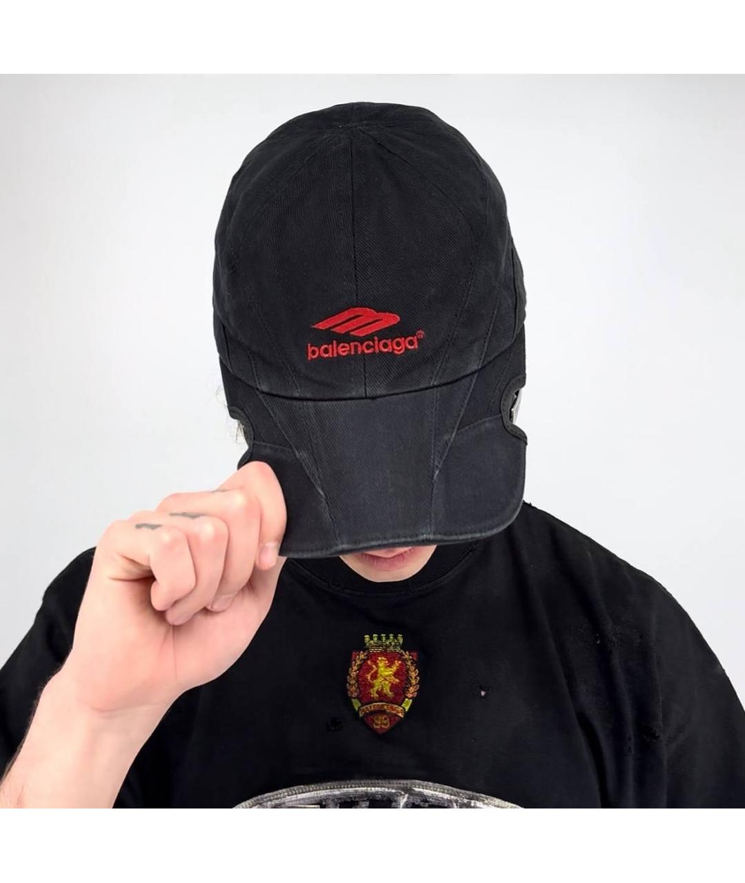 BALENCIAGA Черная хлопковая кепка, фото 2