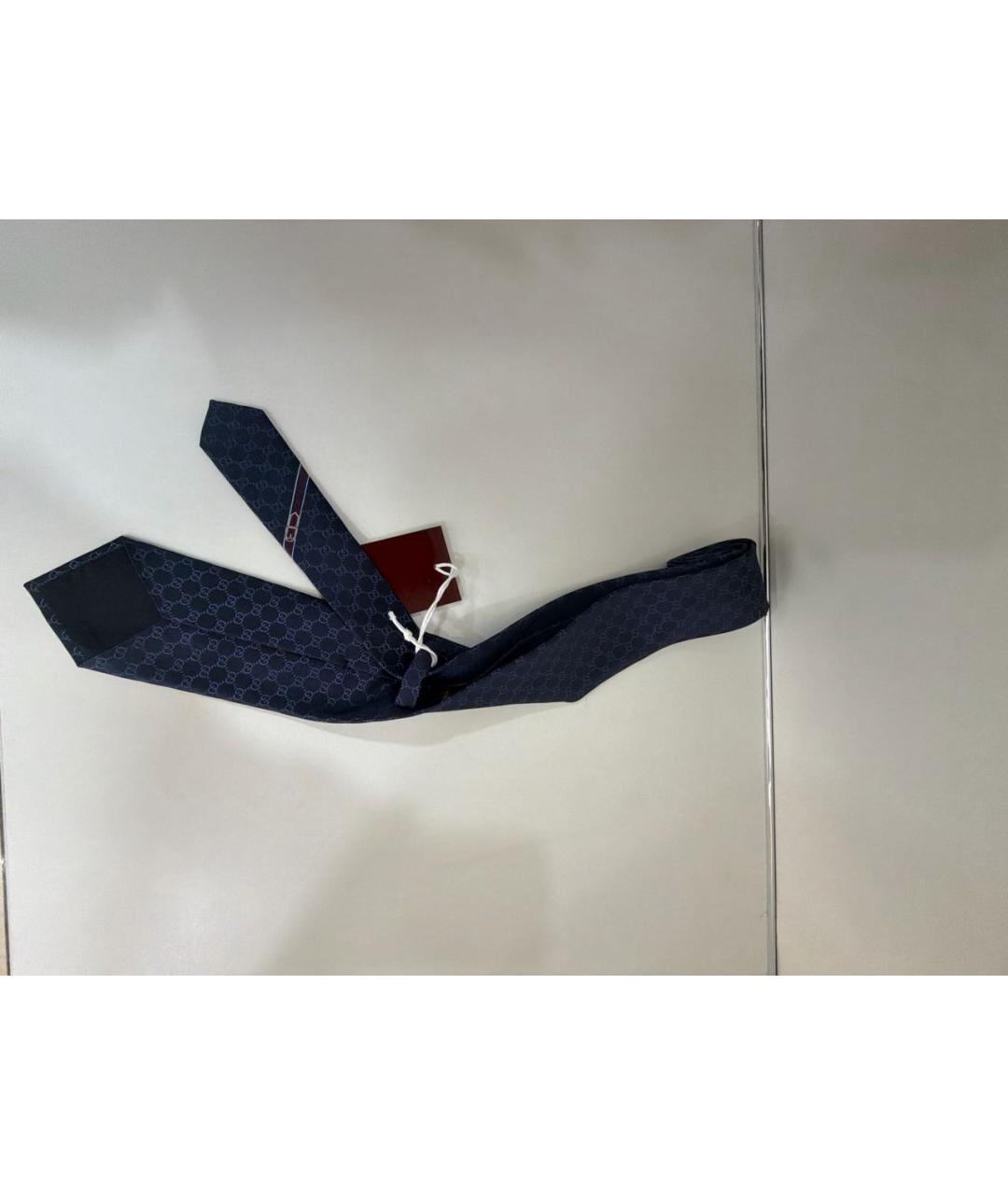 GUCCI Темно-синий шелковый галстук, фото 2