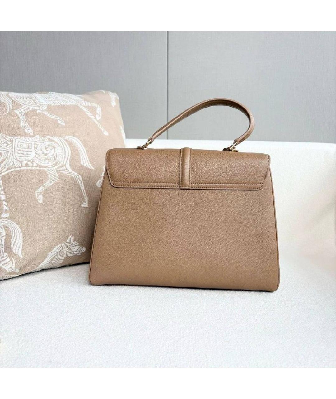 CELINE Бежевая кожаная сумка с короткими ручками, фото 3